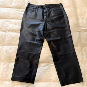 Men’s black leather jeans size 40/30